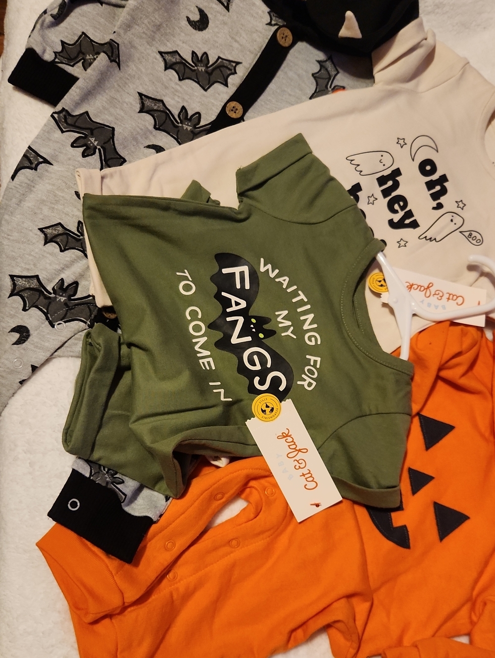 Cat & Jack, Halloween Baby Boy , Bat, Ghost And Pumpkin Outfits, Sz 3-6 Months